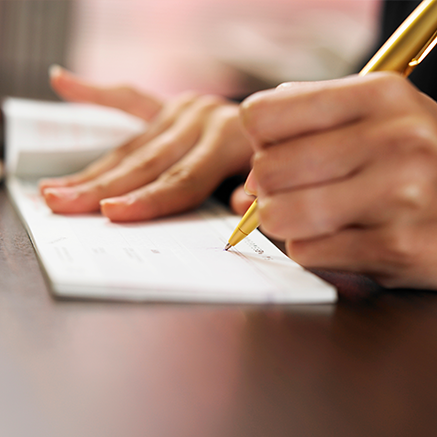 The Basics hand writing check