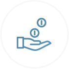 Centralized Returns coins dropping into hand